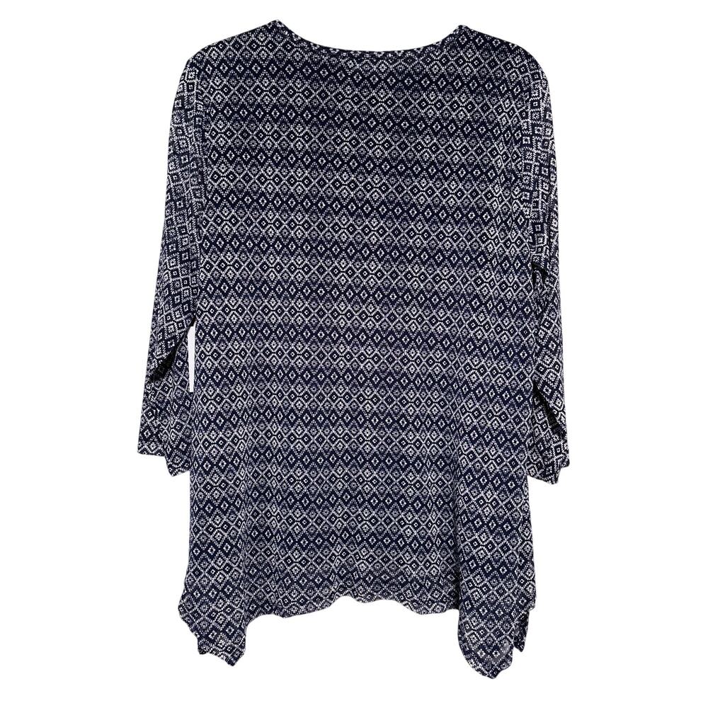 Croft & Barrow Navy Printed 3/4 Sleeve Tunic Large - Picture 9 of 9